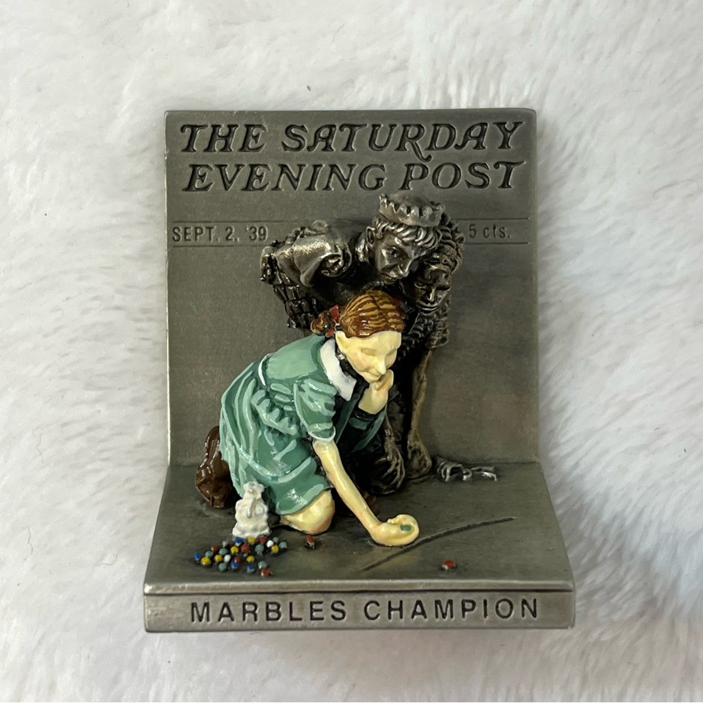 Vintage 1988 Goebel Rockwell Saturday Evening Post Marbles Champion